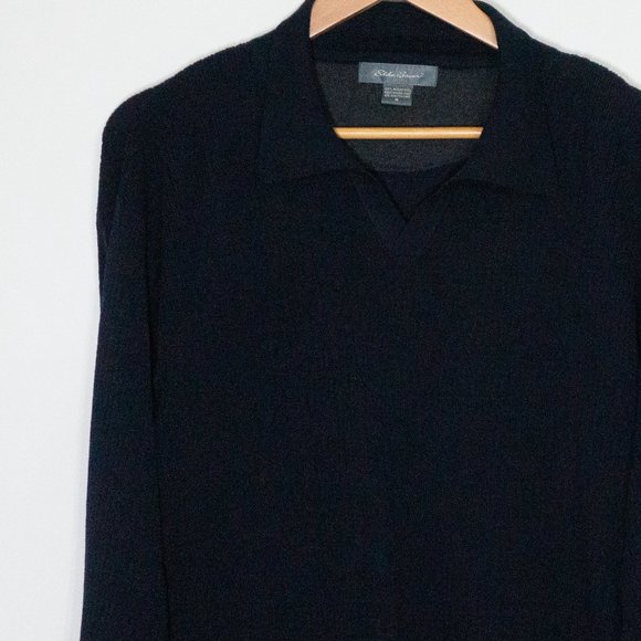 Eddie Bauer Navy Blue Merino Wool Sweater - M - Picture 2 of 5